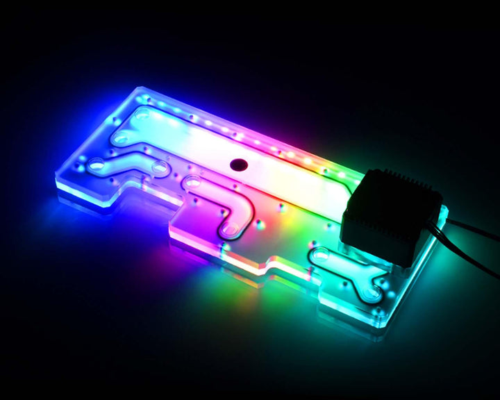 Bykski Distro Plate For Cougar DarkBlader X5 - Frosted PMMA w/ 5v Addressable RGB (5v A-RGB LED) - Pump Included(RGV-CG-DB-X5-P-F-K)