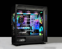 Bykski Distro Plate For InWin TOU1.0 - FROSTED PMMA w/ 5v Addressable RGB (RBW) - Pump Included (RGV-INW-TOU1.0-P-F-K))