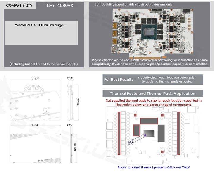 Bykski Full Coverage GPU Water Block and Backplate For Yeston RTX 4080 Sakura Sugar (N-YT4080-X)