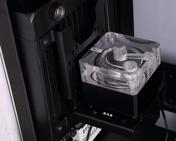 Bykski 120mm Multi Function 90 Degree Shelf Style Water Cooling Bracket - Black (B-PMFS)