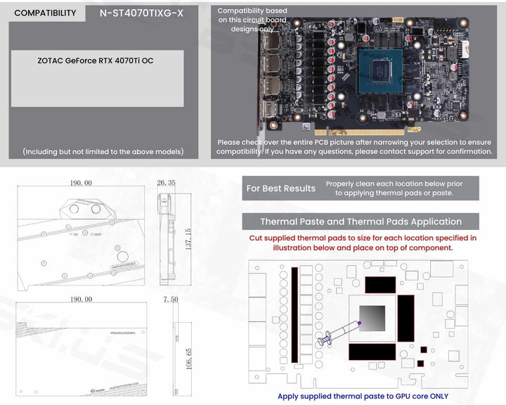 Bykski Full Coverage GPU Water Block and Backplate for Zotac Gaming GeForce 4070Ti OC (N-ST4070TIXG-X)