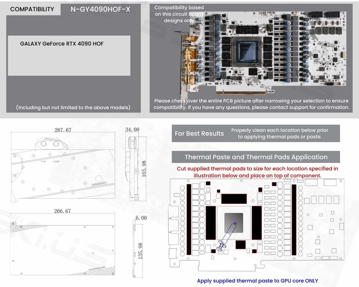 Bykski Full Coverage GPU Water Block and Backplate for GALAXY GeForce RTX 4090 HOF (N-GY4090HOF-X)