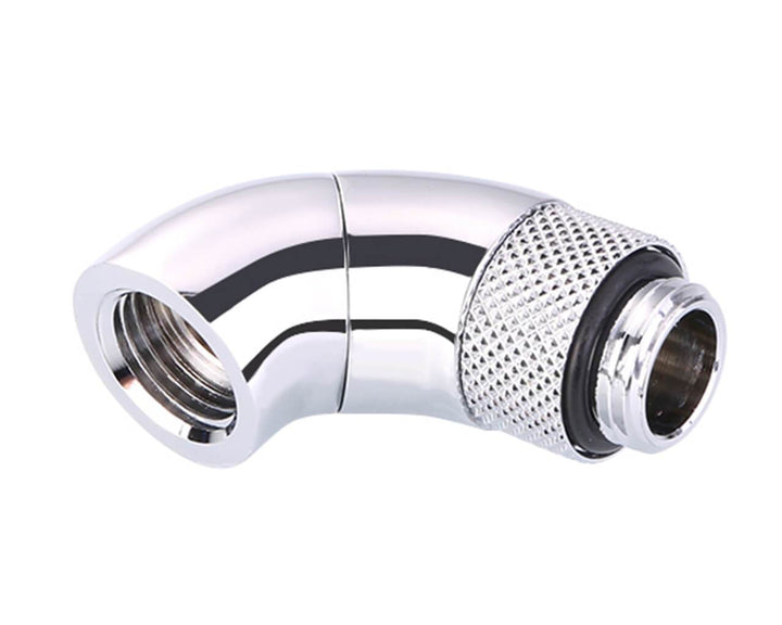Bykski G 1/4in. Male to Female 90 Degree Double Rotary Elbow Fitting (B-RD90-SK) - Silver