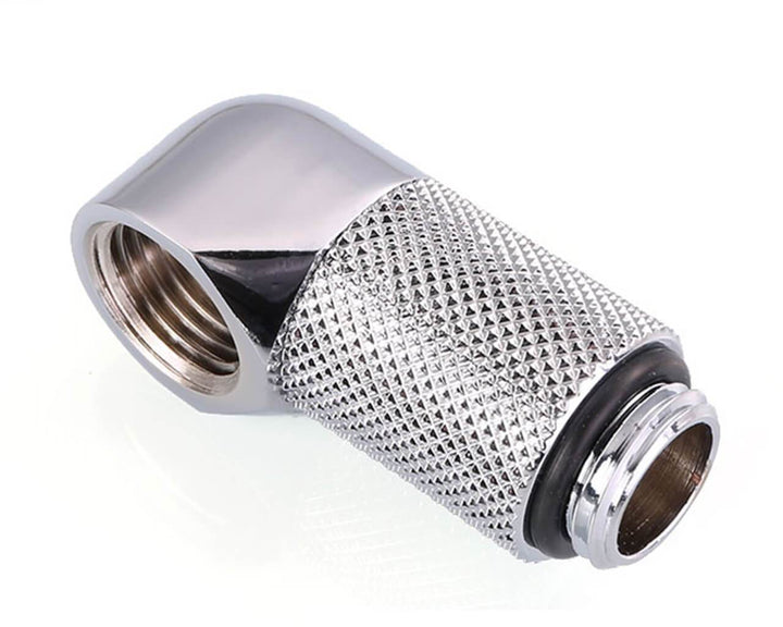 Bykski G 1/4in. Male to Female 90 Degree Rotary 20mm Extension Elbow Fitting (B-RD90-EXJ20) - Silver