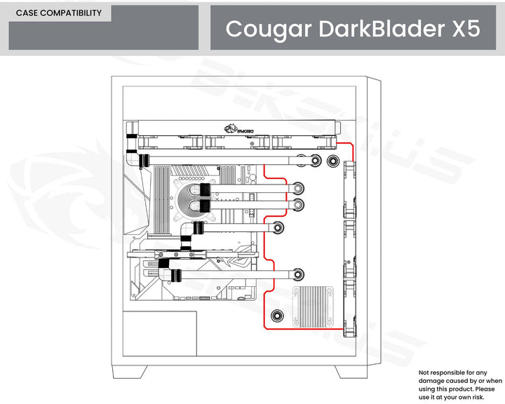 Bykski Distro Plate For Cougar DarkBlader X5 - Frosted PMMA w/ 5v Addressable RGB (5v A-RGB LED) - Pump Included(RGV-CG-DB-X5-P-F-K)