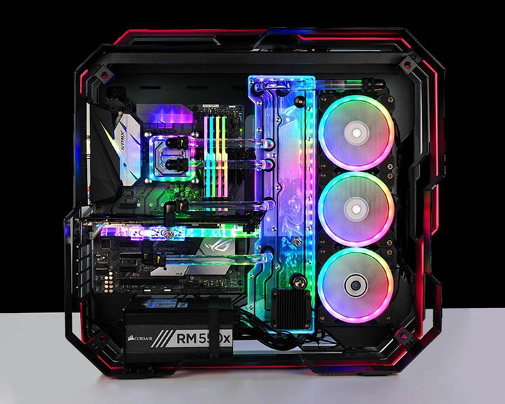Bykski Distro Plate - ZEAGINAL 07 - PMMA w/ 5v Addressable RGB (RBW) (RGV-ZG-07)